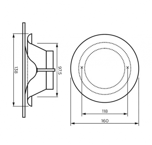 Анемостат со стеклянной внешней частью FOZA D 100 мм. Глянцевое стекло. Чёрный. RAL 9005. Круглый